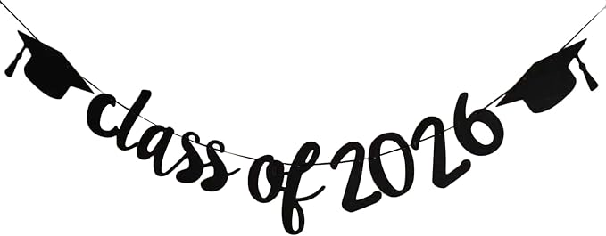 2026 Graduation Banners Party Decoration Black Glitter Class of 2026 Banner | by SDKI