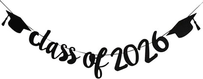 2026 Graduation Banners Party Decoration Black Glitter Class of 2026 Banner | by SDKI