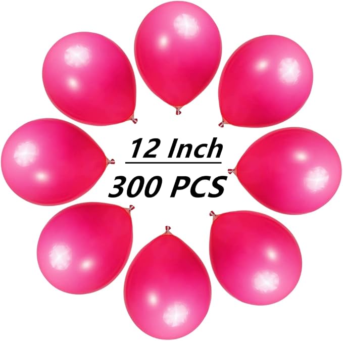 300 Pack Hot Pink Balloons 12 inch Dark Pink Latex Party Balloon Bulk - Image 2