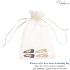 Parcelona French Mini Set of 4 Small Celluloid Acetate Snap Hair Clips No Slip Fashion Durable Styling Women Hair Accessories Girls Snap Hair Barrette, Made in France (Blush Pink-Shell Brown)
