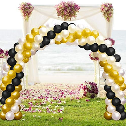 TecUnite 100 Pcs Black Gold White Latex Balloons 13 Inch Colorful Round Balloons - Image 2