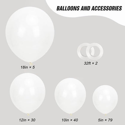 RUBFAC White Balloons Different Sizes Bridal Shower Balloons Arch 154pcs | - Image 2