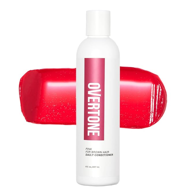 Overtone Daily Color Depositing Conditioner - 8oz Temporary Coloring Conditioner w/Shea Butter & Coconut Oil - Refresh Color & Prevent Fading - Vegan & Cruelty-Free, Pink for Brown is Rapsberry Pink