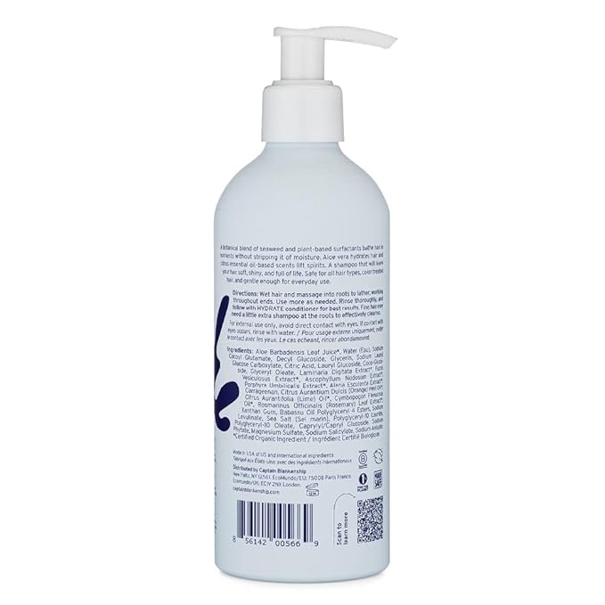 Captain Blankenship Cleanse Shampoo | Nourishes, Hydrates & Restores Shine to Dry, Dull Hair | Color-Safe, Organic, Sulfate-Free, Vegan Haircare - 10 oz