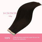 GOO GOO Tape in Hair Extensions Human Hair, 2 Dark Brown, 20inch 100g 40pcs, Skin Weft Seamless Invisible, Silky Straight with Thick Ends, Remy Human Hair