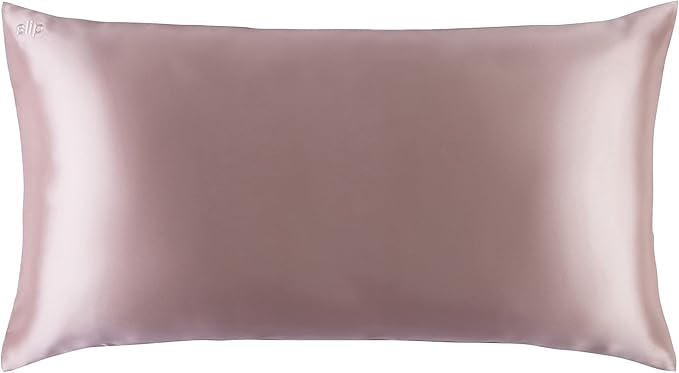slip King Pure Silk Pillow Case - 100% Pure 22 Momme Mulberry Silk- King Size Standard Pillow Case - Anti-BedHead, Anti-Sleep Crease, Pink (20" x 36")