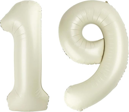 Number 19 Balloons 40 Inch for 19 91 Birthday Party Decoration, Cream White | by Mluchee