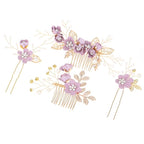 Wedding Flower Hair Accessories for Women, 4pcs Bridal Hair Pieces for Wedding - Bridal Headpiece Clip Comb with Flower & Rhinestone for Brides Bridesmaids Women Girls Updo