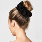 4PCS Black Satin Silk Scrunchies for Women, 6.3Inches Extra Large Hair Scrunchy Oversized Thick Elastic Hair Ties Hair Bands Ponytail Holders Jumbo Hair Scrunchies