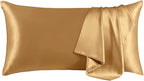 THXSILK 100% Mulberry Silk Pillowcase for Hair and Skin, Grade 6A+ Mulberry Silk Pillow Case, Hypoallergenic Pillow Case with Zipper, 1pc(California King Size 20"x40", Metallic Gold)