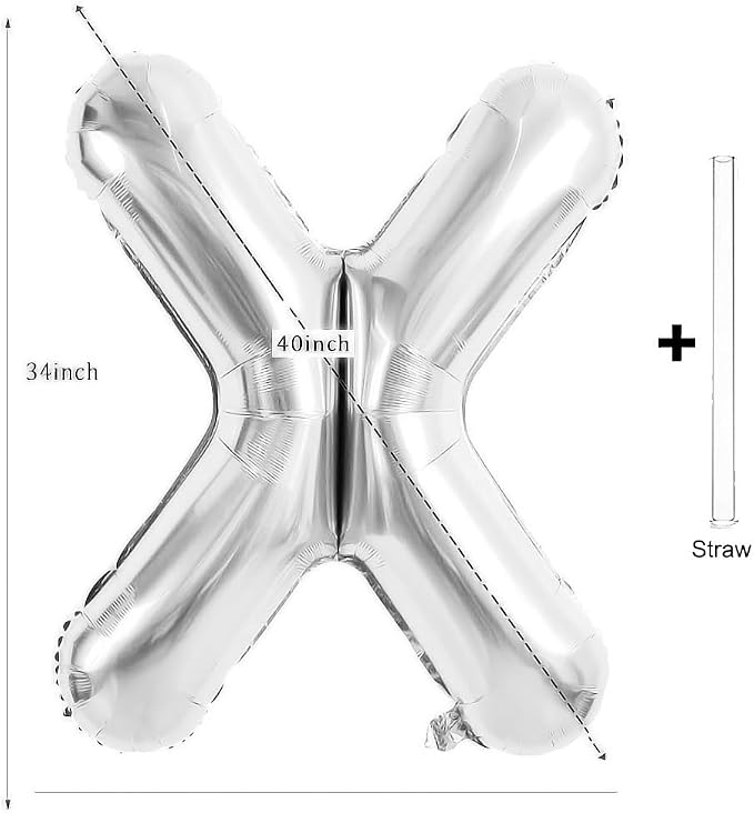 Silver Letter Balloons 40 Inch Large Alphabet Balloon Letter X | Foil Mylar Big - Image 2