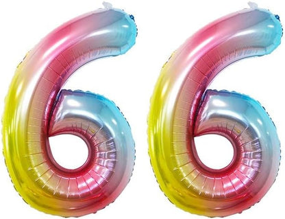 Rainbow Foil Balloons Number 6, Huge Number Balloons - Image 6