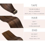 14 Inch 20pcs Tape in Hair Extensions Human Hair Tape ins Human Hair Extensions Balayage Brown to Dirty Blonde Hair Extensions Real Human Hair Tape in(2/6/18K#, 14 Inch)