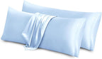 Aormenzy Satin Body Pillow Cover Set of 2, 20x54 Inches Baby Blue Body Pillow Case for Adults, Silky Soft & Cooling with Envelope Closure