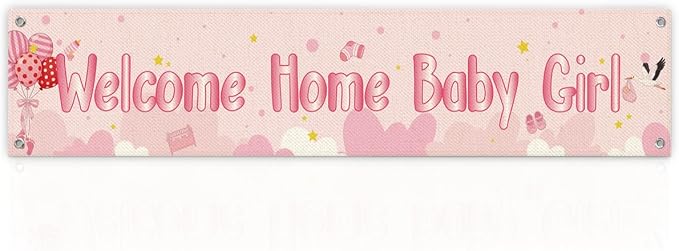 Welcome Home Baby Girl Banner, Cute Newborn Arrival Hanging Sign by Unknown