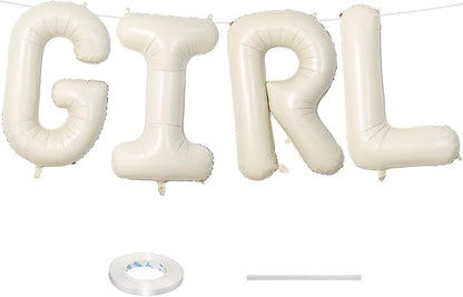 40 Inch Cream Girl Balloons, Large Beige Neutral Letters by Lingqiang