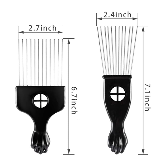 3 Pack CAREHOOD Metal Afro Lift Comb - Wide Tooth for Men's and Women's Curly/Textured Hair, Detangling Tool for Wigs, Braids, and Styling