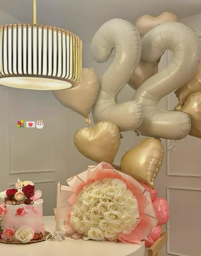 40 Inch Big Cream White Number 22 Balloon Birthday Decoration, Numbers 22 - Image 4