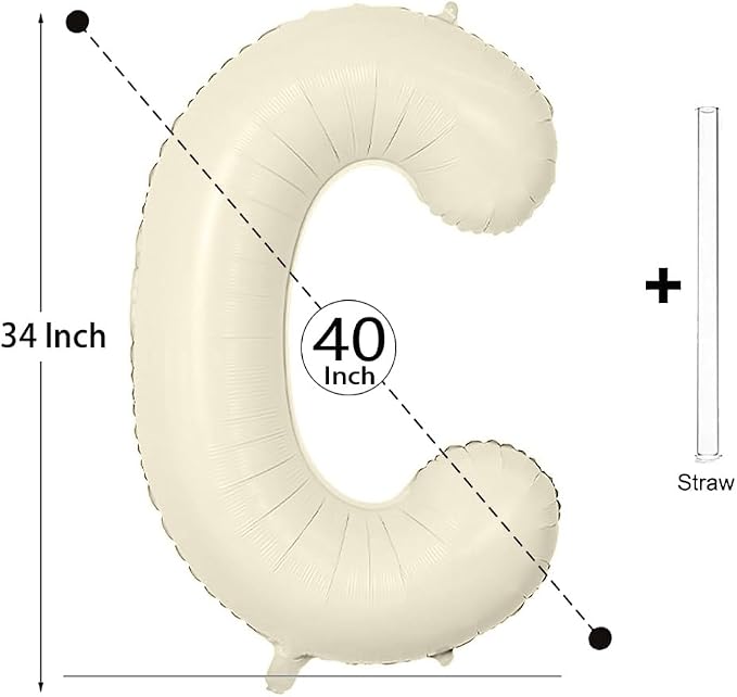 Letter Balloon 40Inch Cream White Big Alphabet Balloons Letter C | Giant Foil - Image 2