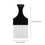 DaKuan 4 Pack Wide Tooth Afro Picks | Metal Detangling Comb for Natural Curly Hair, Braids, Wigs & Weaves | Gentle on Scalp, Strong Plastic Handle (Black)