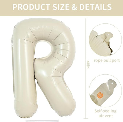 TONIFUL 40 Inch Large Cream White Letter R Balloons Giant Alphabet Letter - Image 2