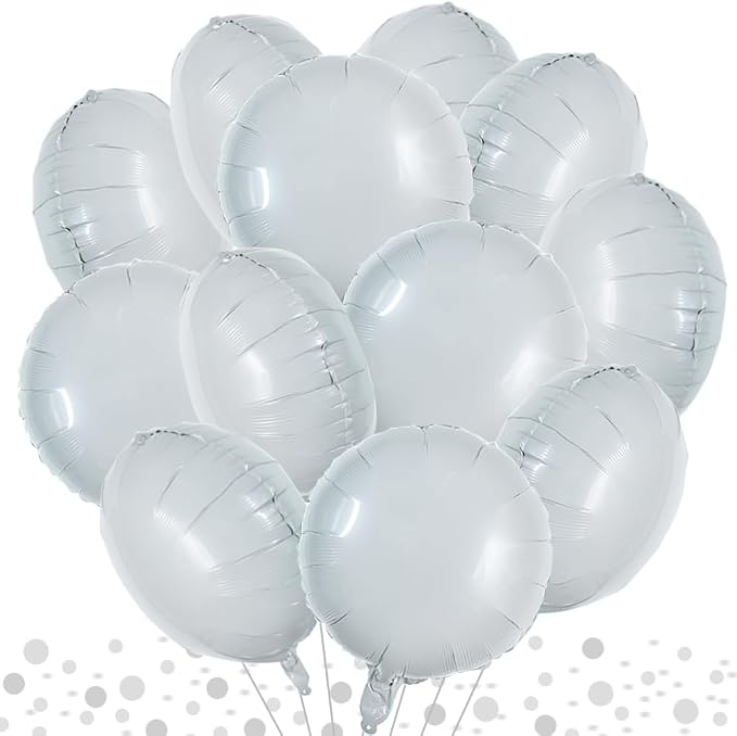 TONIFUL 30Pcs 18 Inch Large White Round Shape Foil Balloons Big White Circle by TONIFUL