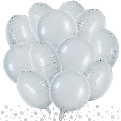 TONIFUL 30Pcs 18 Inch Large White Round Shape Foil Balloons Big White Circle by TONIFUL