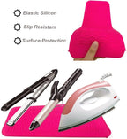 Heat Resistant Silicone Mat Pouch,Hair Styling Tools for Curling Irons, Flat Irons, Hair Straightener， 11.5 * 6 Inches, Food Grade Silicone, Pink