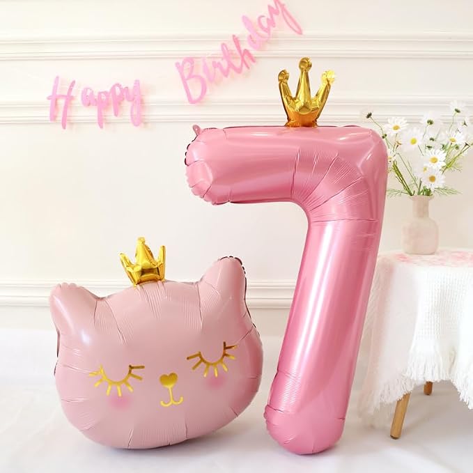 40 Inch Crown Pink Number 7 Balloon, Big Conjoined Light Pink Mylar Helium 7 - Image 4