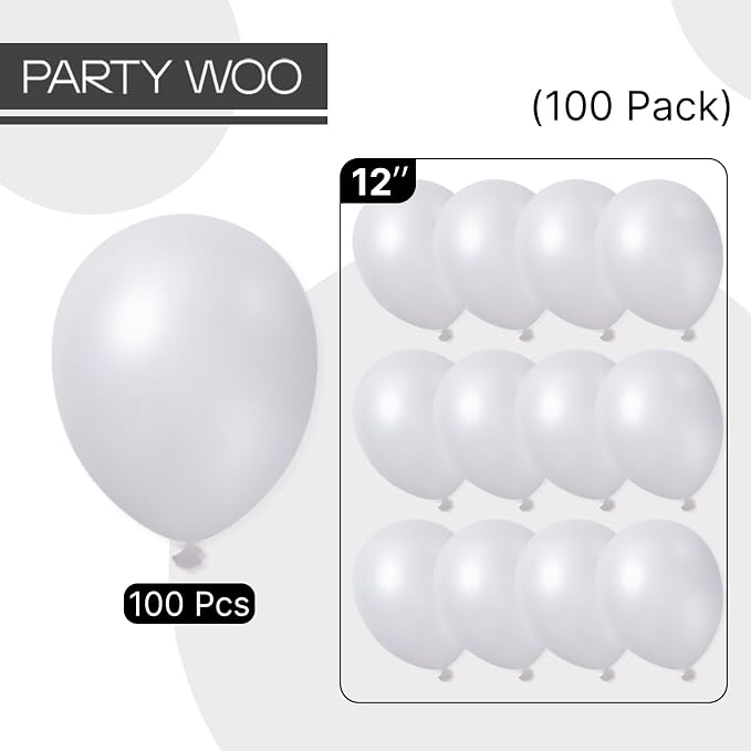PartyWoo Pearl White Balloons 100pcs Metallic White Color 12 Inch | Balloons - Image 6
