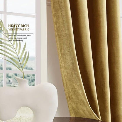 BULBUL Velvet Gold Blackout Curtains 96 inch Long - Image 8