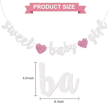 BEISHIDA Pre-Strung Glitter White Pink Girl Baby Banner Baby Shower Decor | NO - Image 3