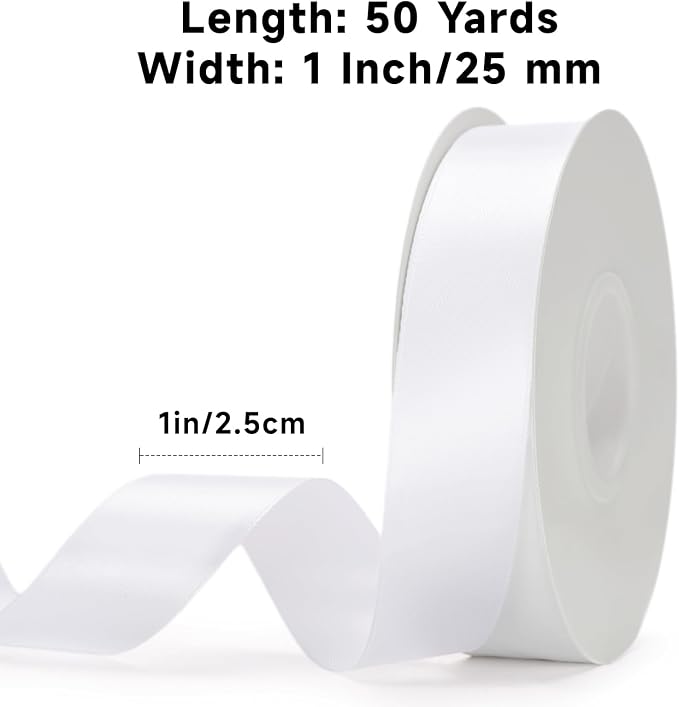 KINGLAKE White Satin Ribbon - Image 2