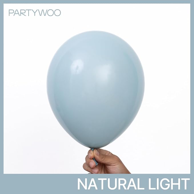 PartyWoo Dusty Blue Balloons 50pcs Light Blue Aqua Boho Color | 12 Inch Balloons - Image 3