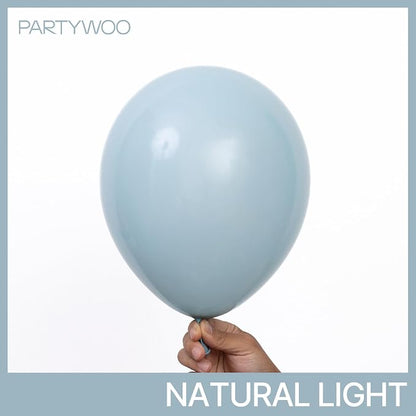 PartyWoo Dusty Blue Balloons 50pcs Light Blue Aqua Boho Color | 12 Inch Balloons - Image 3