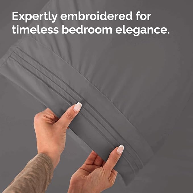 King Pillow Cases Set of 2 - Ultra Soft Hotel Quality Pillowcase Covers - Comfy, Cozy & Wrinkle Free - Shrinkage, Stain & Fade Resistant - Machine Washable Pillow Protectors - 2 Piece Set - Dark Grey