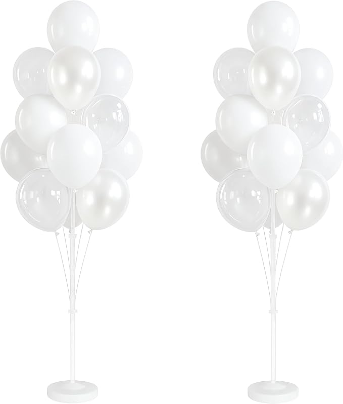 Pearl white Balloon Column Kit Set of 2 by IMISNO