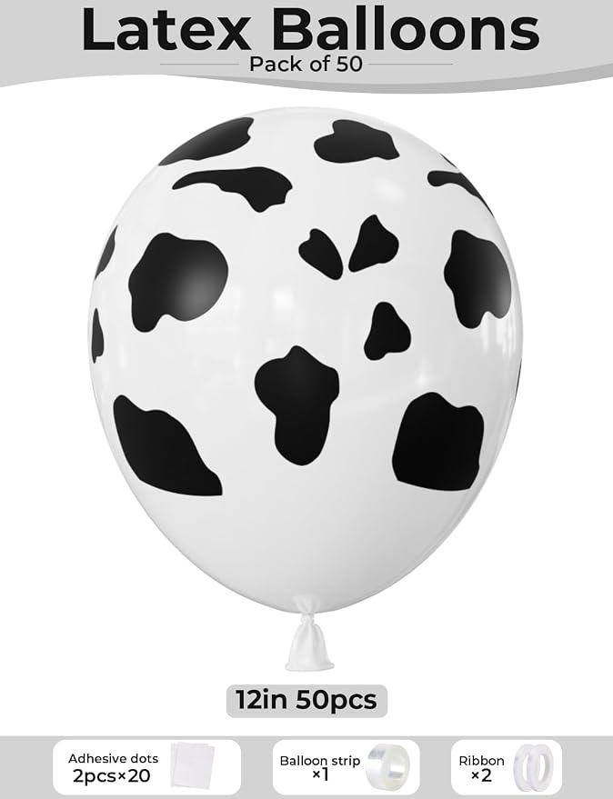 Cow Print Balloons, Farm Animal Latex Balloons - Image 3