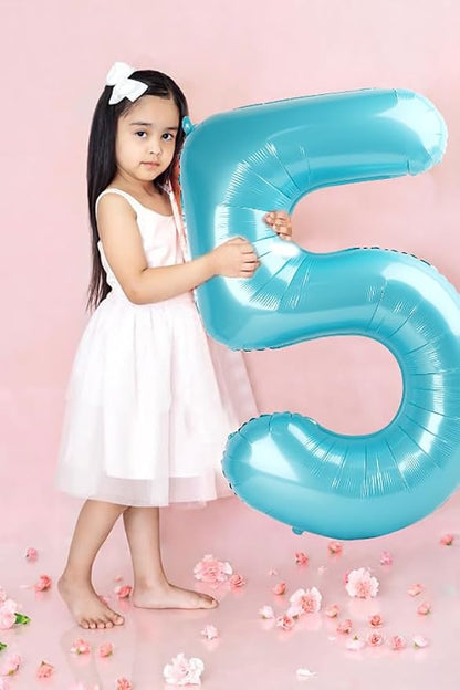 3 Balloon Numbers Birthday Decorations, 40In Pearl Blue Balloons - Image 4