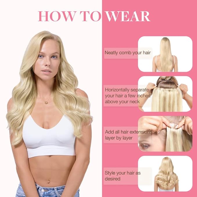 GOO GOO Clip in Hair Extensions - Real Human Remy Hair, Natural, 14inch 150g 9Pcs, Balayage Ash to Platinum Blonde