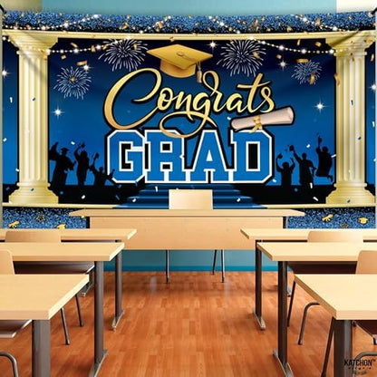 KatchOn Blue Congrats Grad Banner 72x44 Inch | 2026 Graduation Backdrop - Image 6