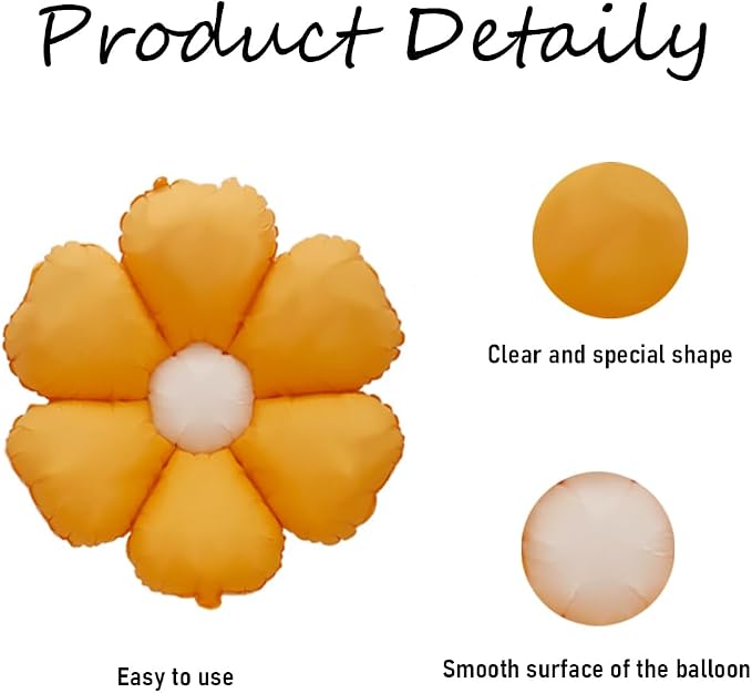 Daisy Balloons Yellow Flower Daisy Balloons Kit Groovy Party Decor Supplies - Image 2