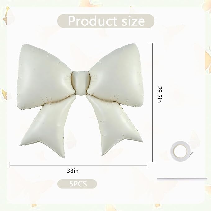 Vuzvuv 5Pcs 38 Inch Giant White Bow Balloon - Image 2