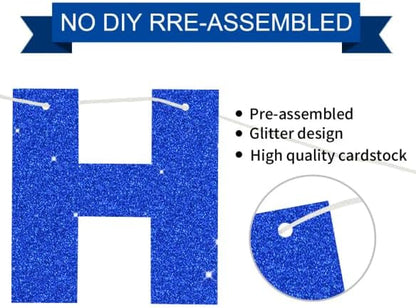 BEISHIDA Pre-Strung Glitter Blue Happy Birthday Banner Party Sign Decor | NO DIY - Image 3