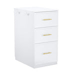 OmySalon Salon Stations for Hair Stylist, Double-Sided Barber Station with 6 Drawers & 2 Dryer Holders, Modern Hair Styling Cabinet for Beauty Salon Barbershop, White