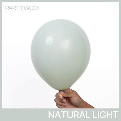 PartyWoo Dusty Green Balloons 50pcs Sage Olive Eucalyptus Green Boho Color | 12 - Image 2