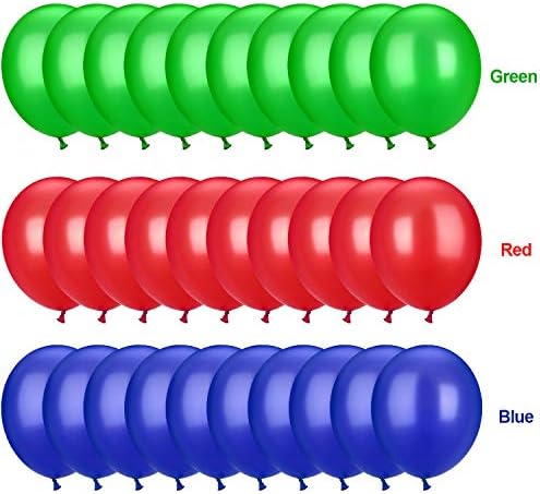 TecUnite 100 Pcs Red Blue Green Latex Balloons 13 Inch Colorful Round Balloons - Image 5