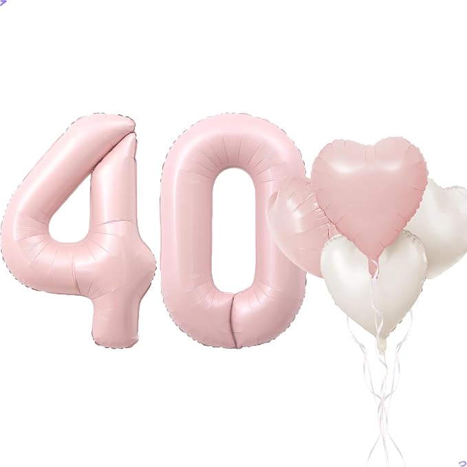 Pink 40 Balloon Number Pastel Pink 40th Birthday Party Decorations by Unknown