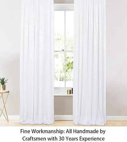 ShinyBeauty Sequin Curtains 2 Panels White 2FTx8FT Sequin Photo Backdrop White - Image 3
