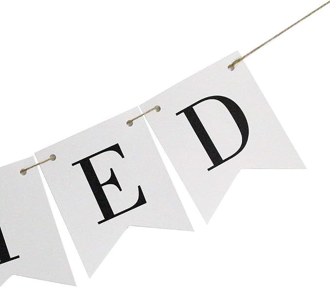 Vintage Just Married Banner Wedding Bunting Photo Booth Props Signs Garland - Image 7